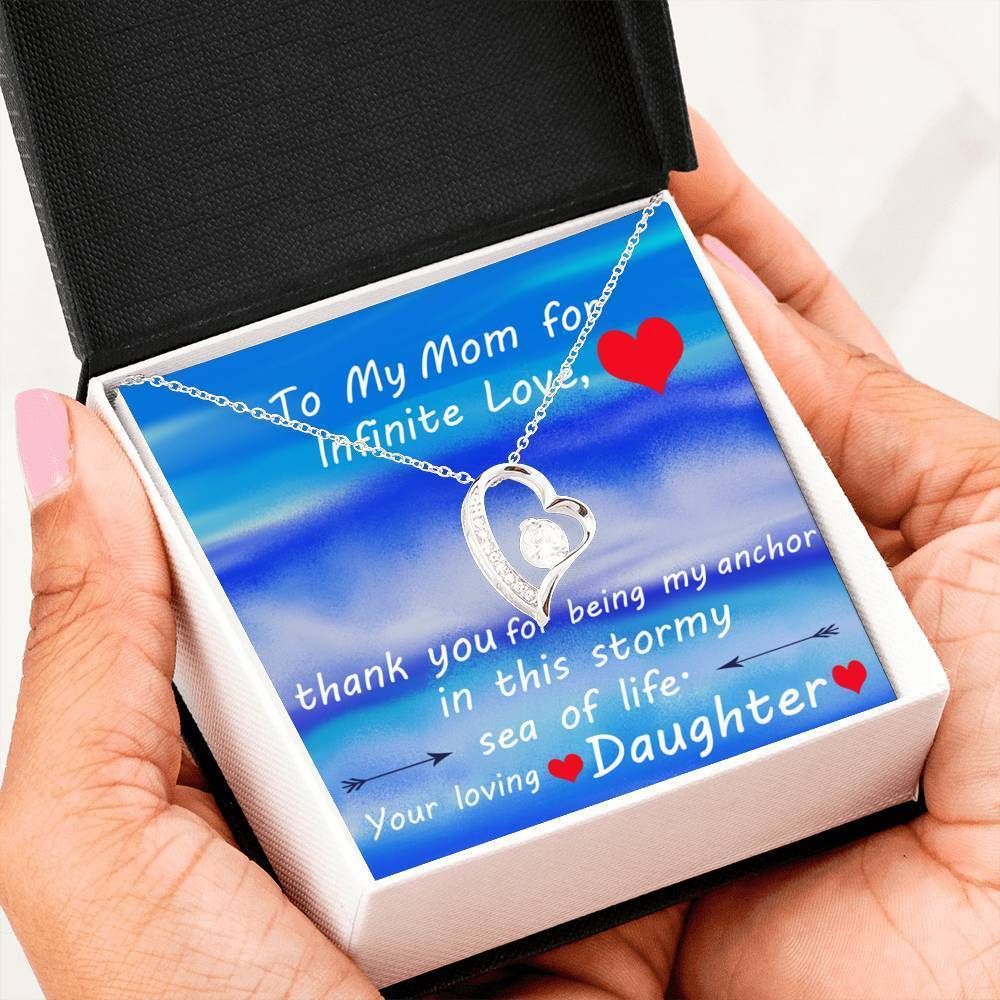 Thanks For Being My Anchor Giving Mom Silver Forever Love Necklace