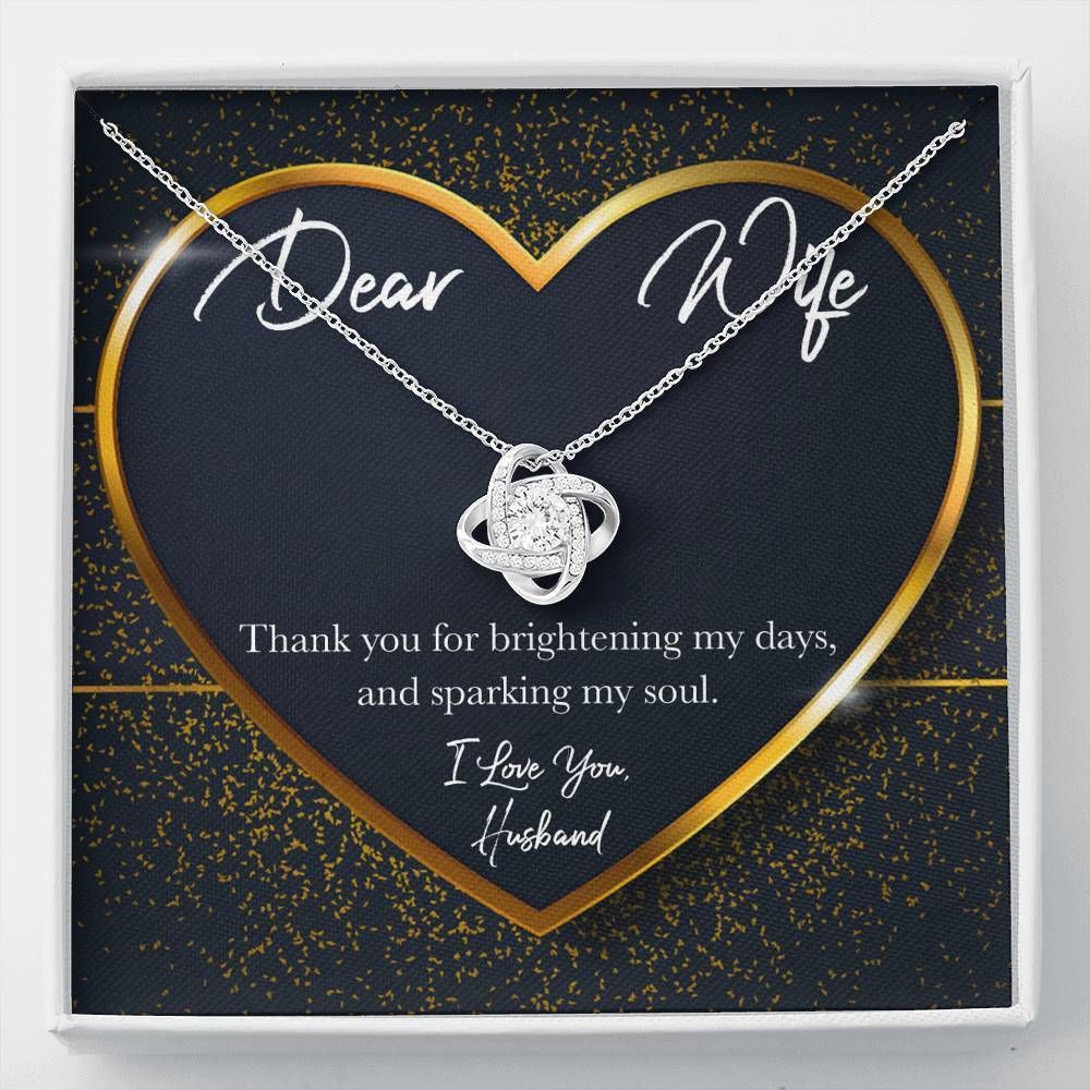 Thanks For Brightening My Days Gift For Wife 14K White Gold Love Knot Necklace