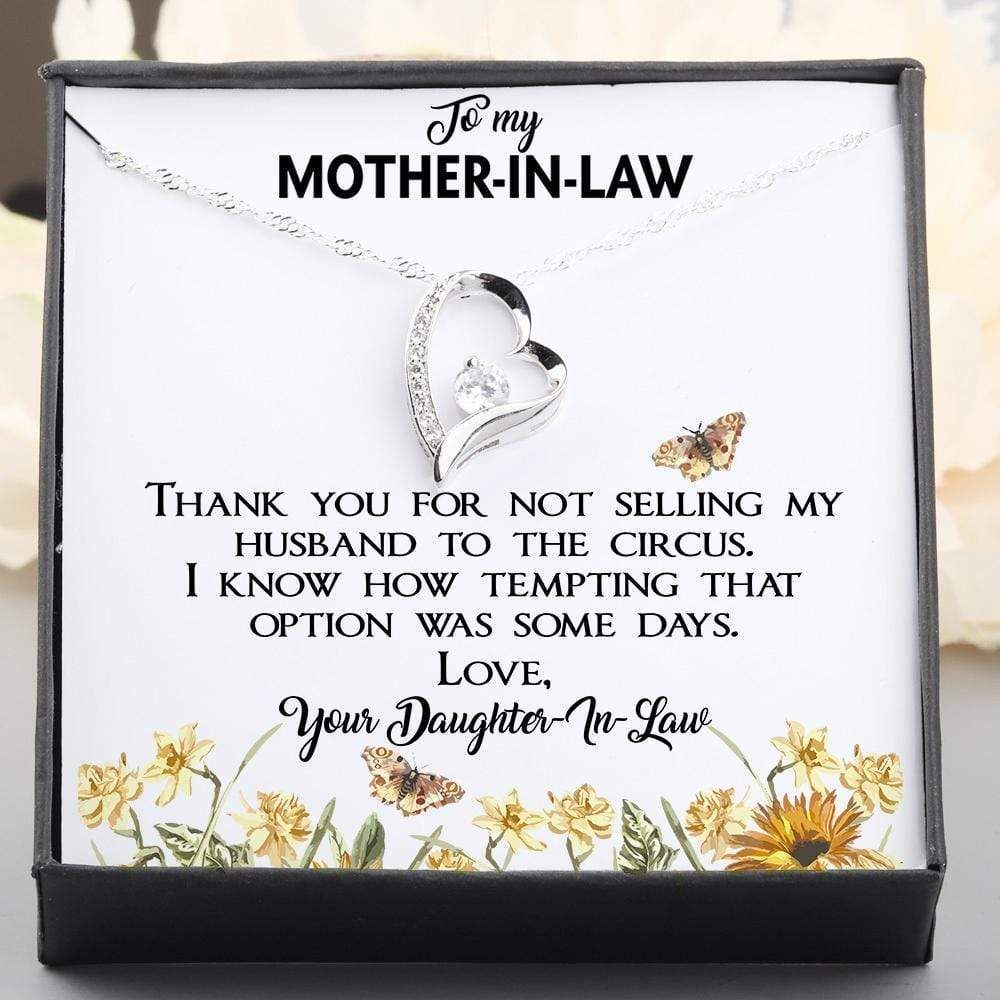 Thanks For Not Selling My Husband Giving Mother-In-Law Silver Forever Love Necklace