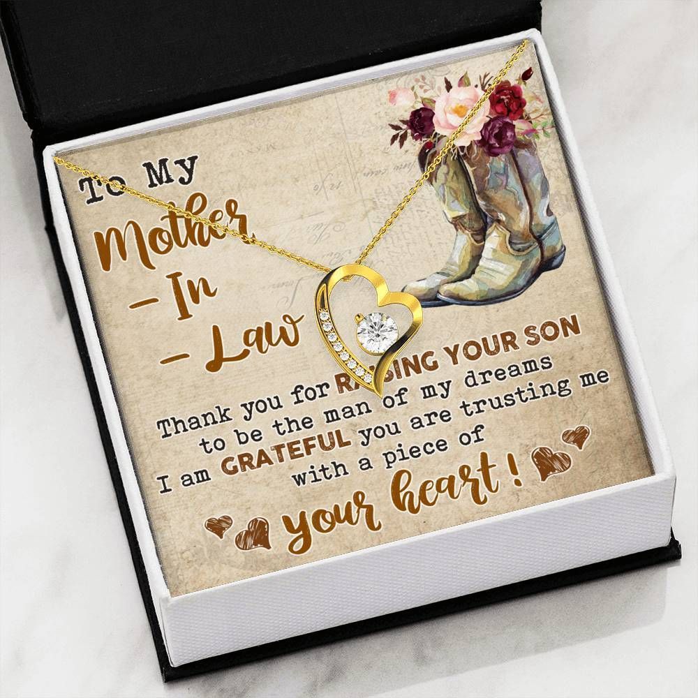 Thanks For Raising The Man's My Dreams 18k Gold Forever Love Necklace Giving Mother-in-law