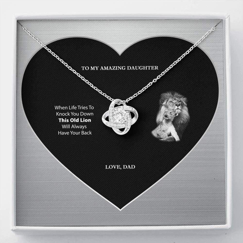 This Old Lion Will Always Have Your Back Love Knot Necklace For Daughter