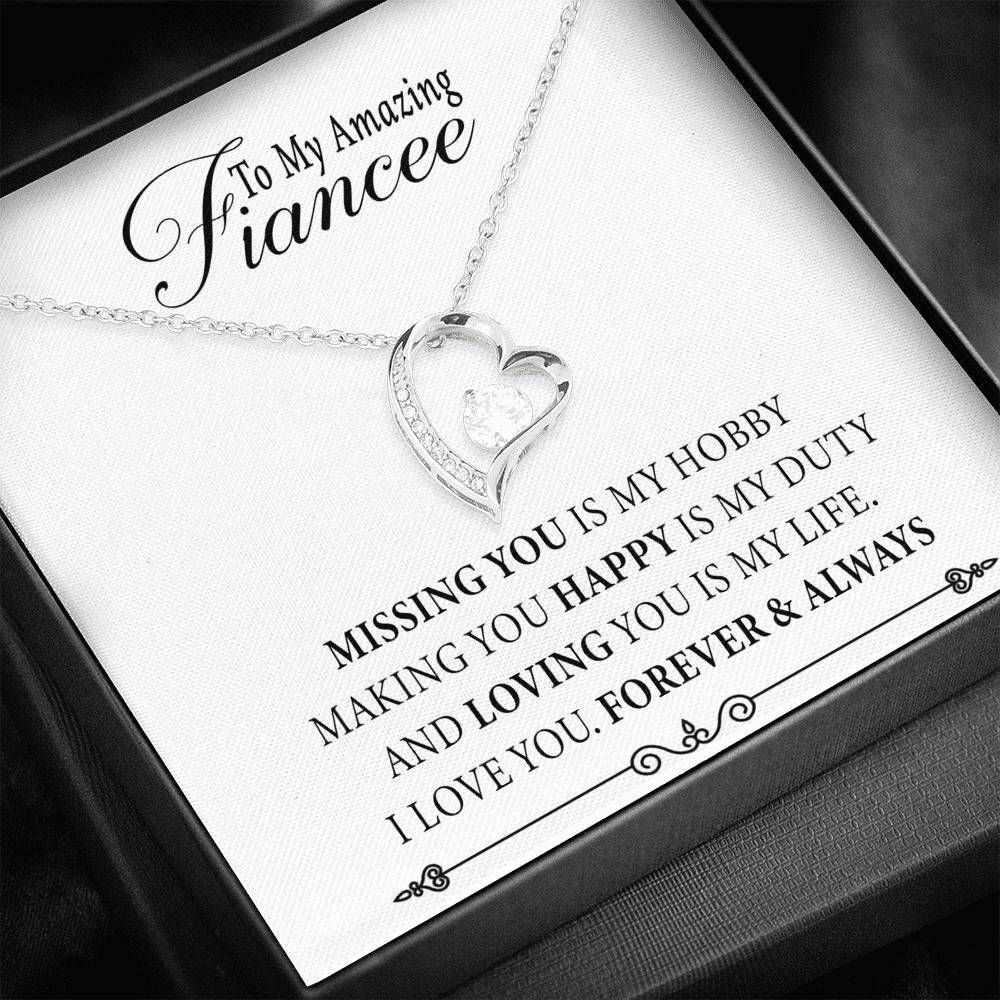 To My Amazing Fiancee Silver Forever Love Necklace Loving You Is My Life