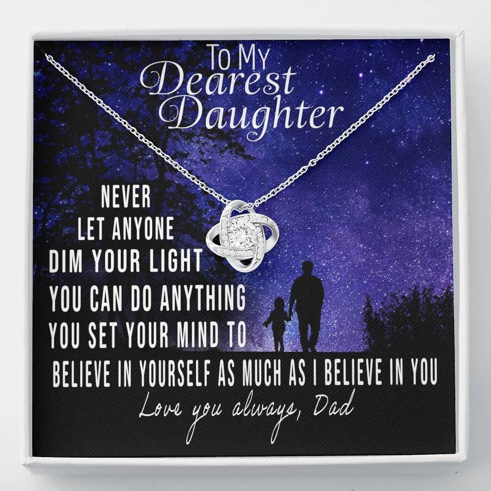To My Daughter  Believe In Yourself Love Knot Necklace