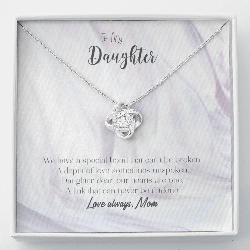 To My Daughter Mother And Daughter Hearts Are One Love Knot Necklace