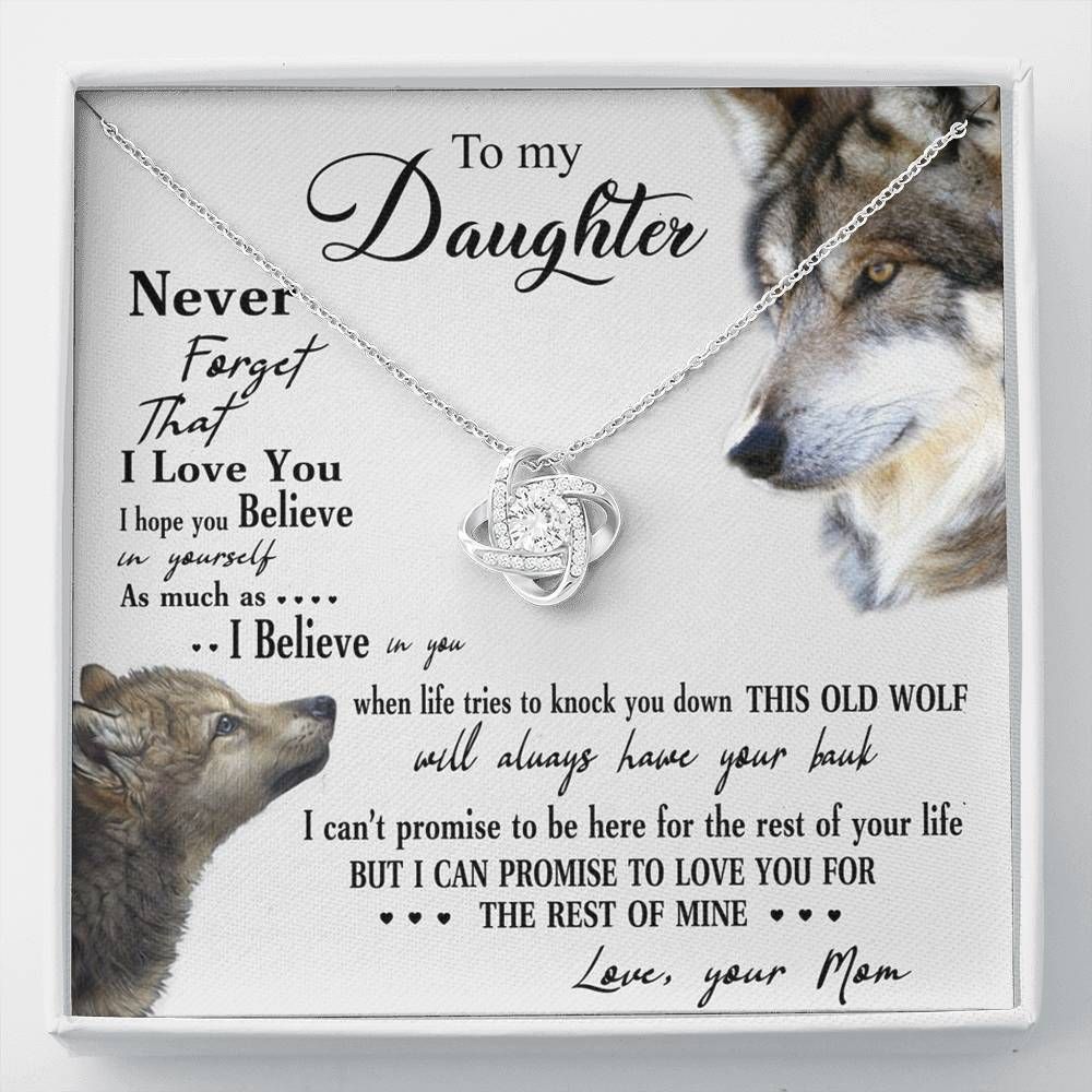 To My Daughter This Old Wolf Will Always Have Your Back Love Knot Necklace
