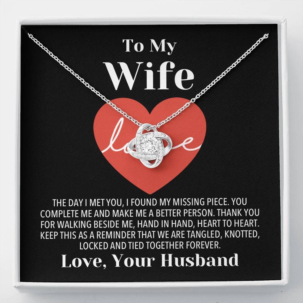 To My Wife You Complete Me Love Knot Necklace