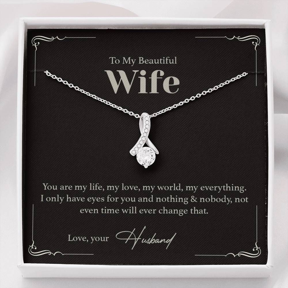 To My Wife You're My World Alluring Beauty Necklace Gift For Her