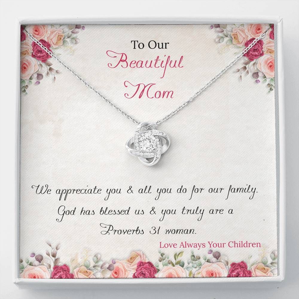 To Our Beautiful Mom Love Knot Necklace To Mom