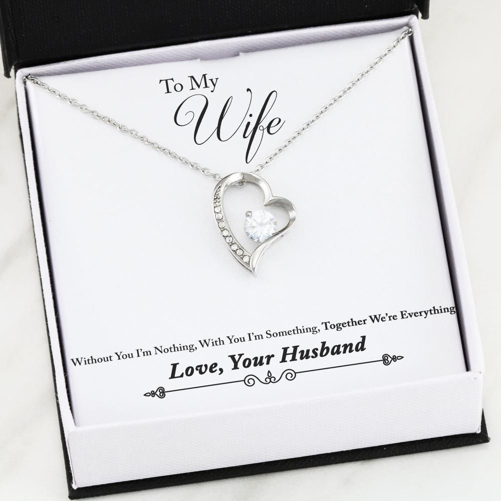 Together We're Everything 14K White Gold Forever Love Necklace Gift For Wife