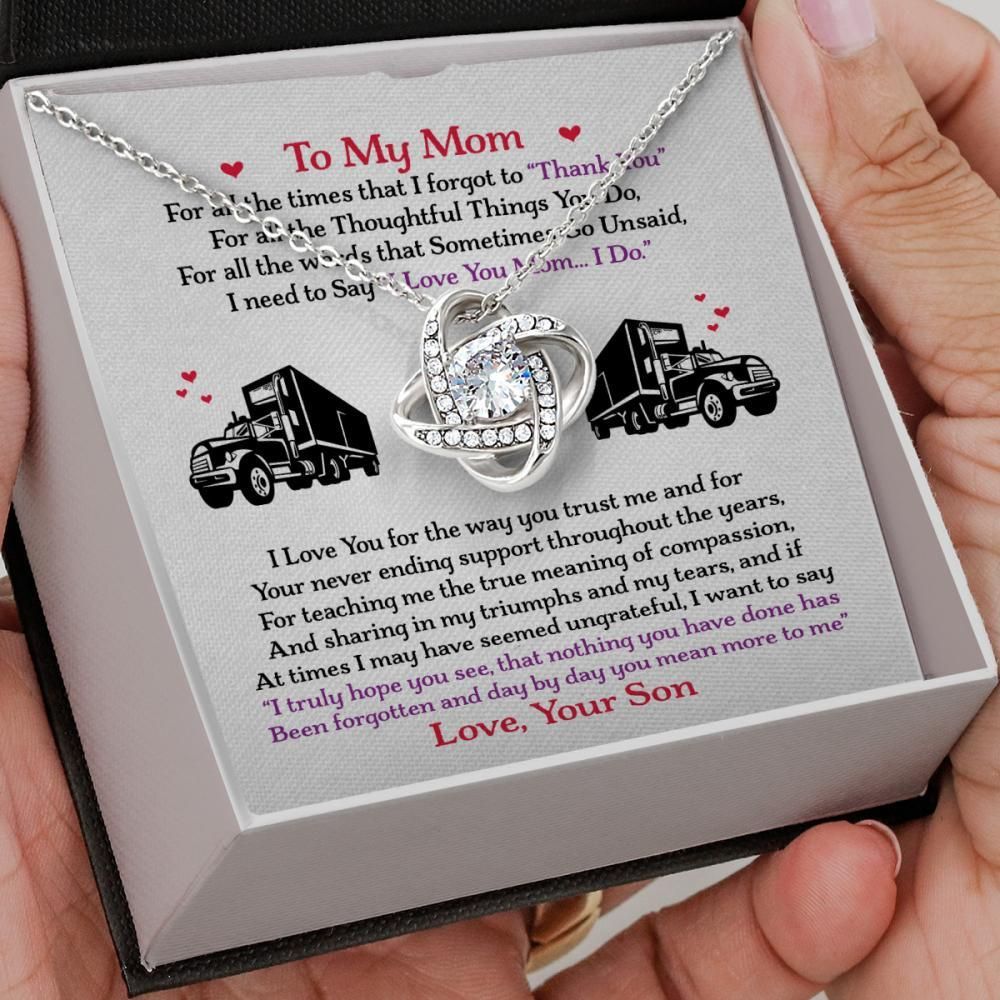 Trucker's Mama Love You With All My Heart Love Knot Necklace Gift For Mom