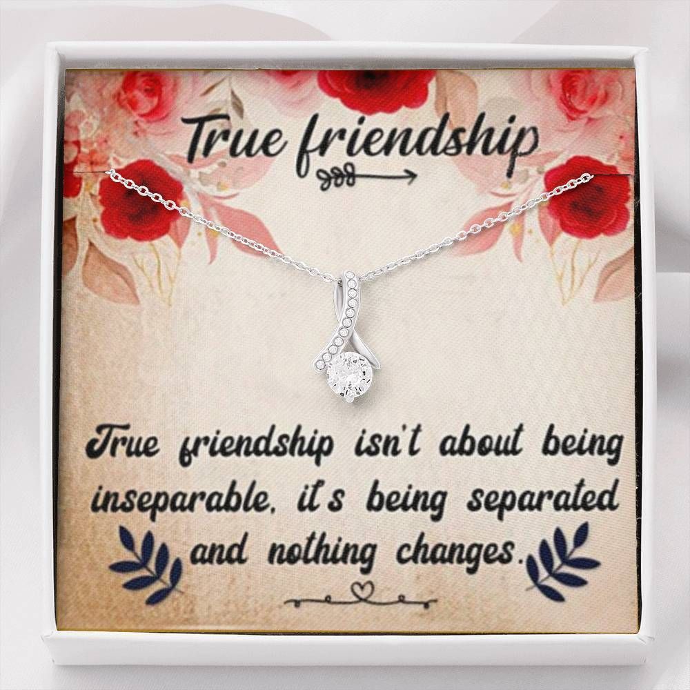 True Friendship Is Being Separated Gift For BFF 14K White Gold Alluring Beauty Necklace