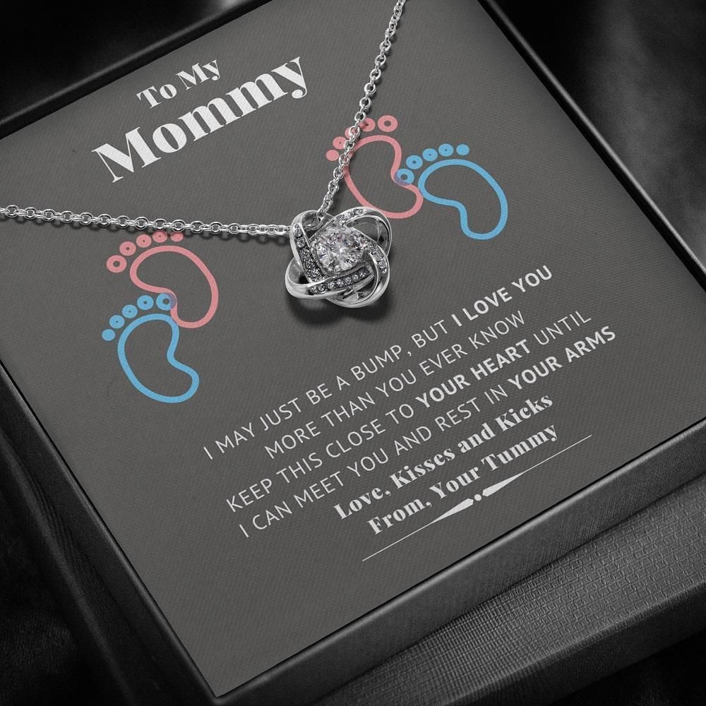 Tummy Giving Mommy Love Knot Necklace Keep This Close To Your Heart