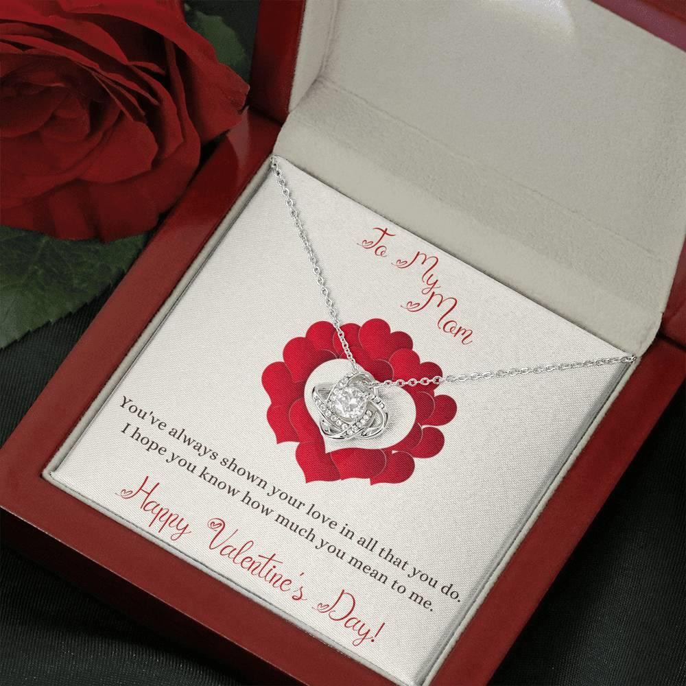 Valentine Gift For Mom Love Knot Necklace How Much You Mean To Me