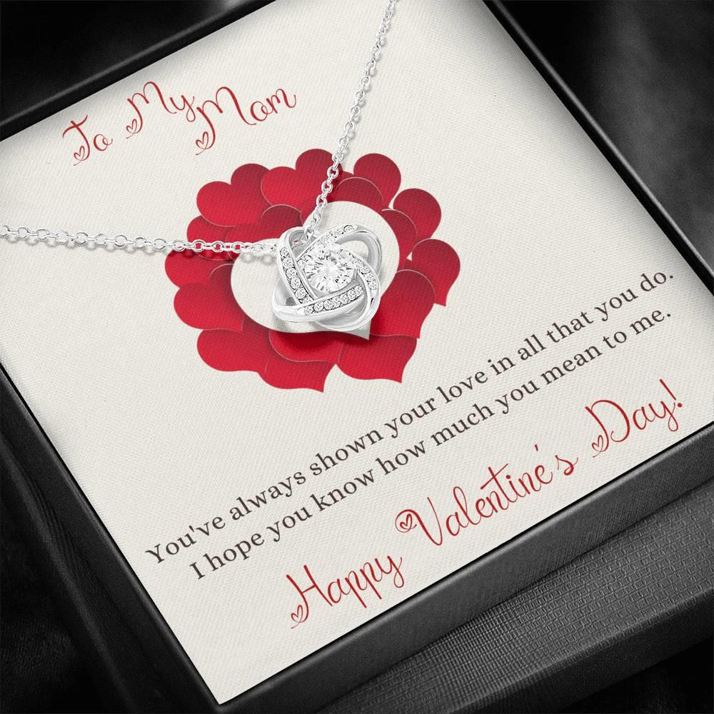 Valentine Gift For Mom Love Knot Necklace How Much You Mean To Me