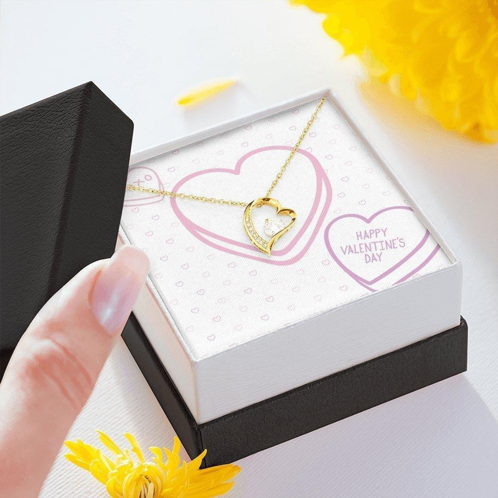 Valentine's Day Gift For Your Love 18k Gold Forever Love Necklace With Message Card