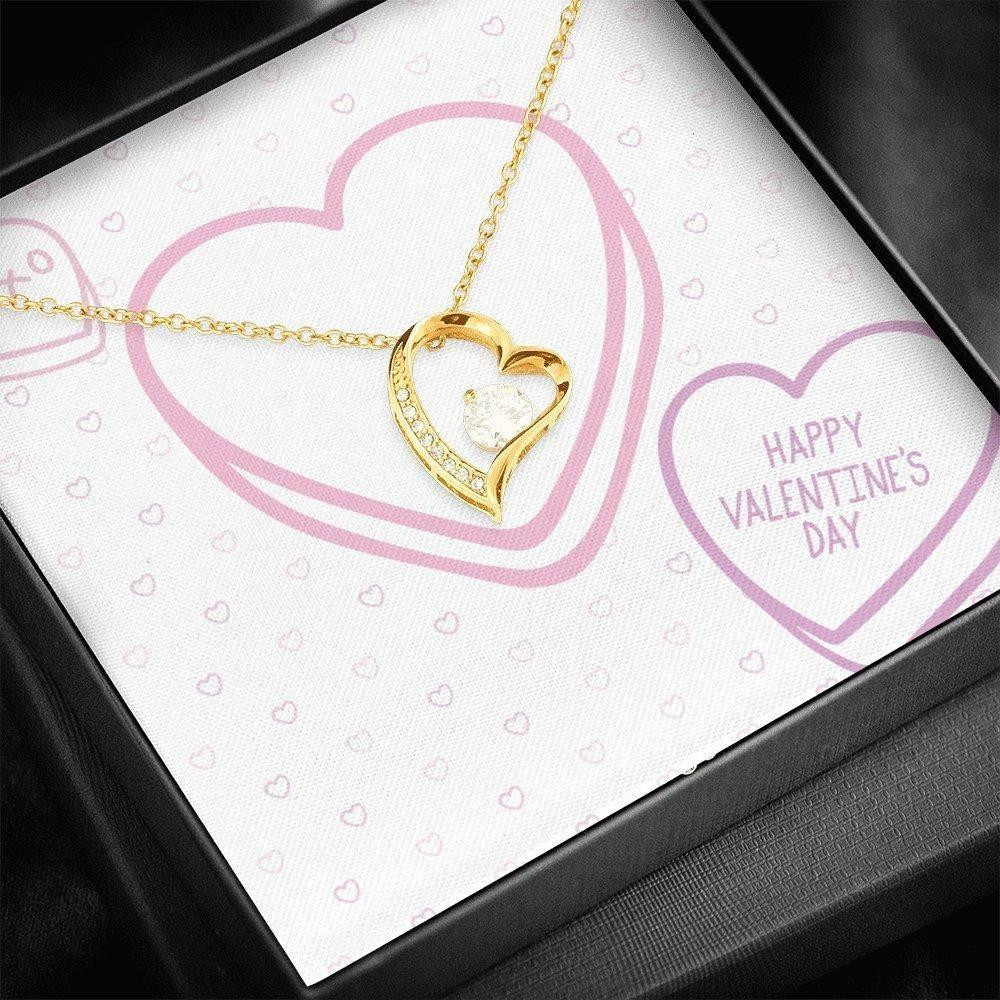 Valentine's Day Gift For Your Love 18k Gold Forever Love Necklace With Message Card