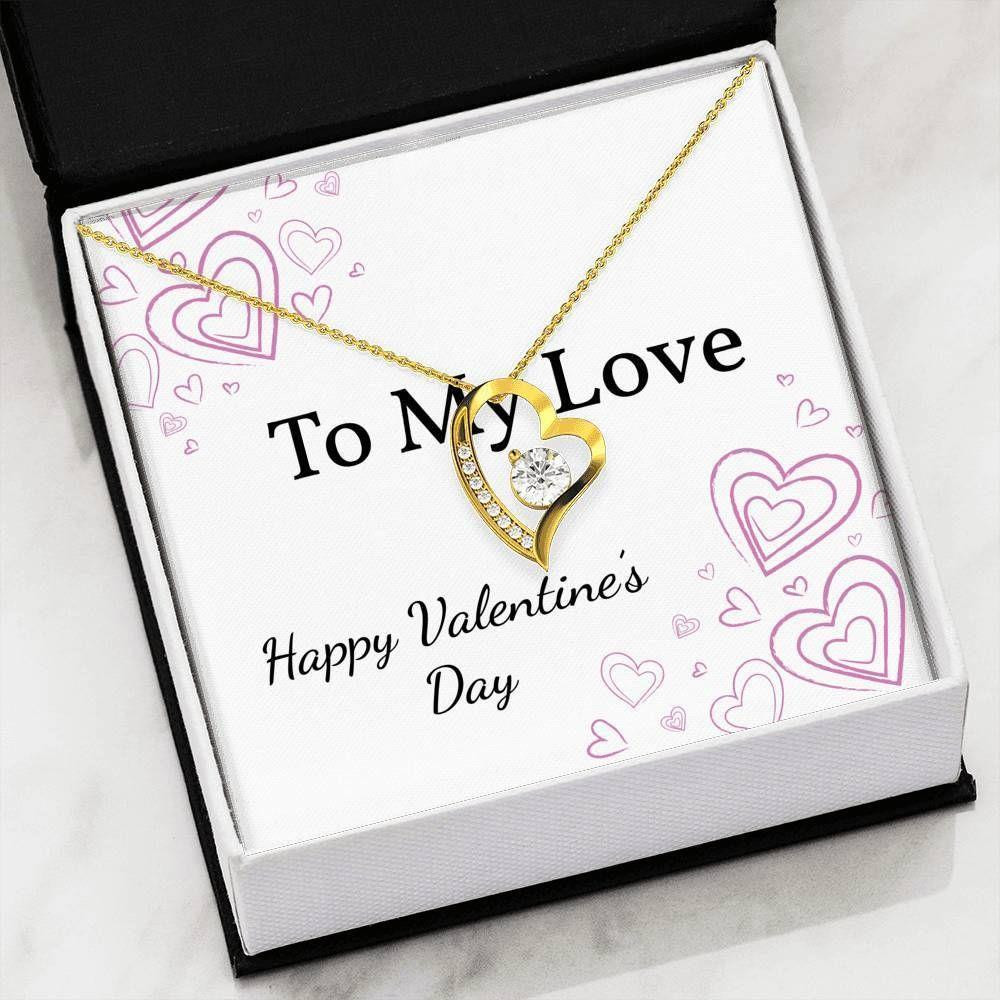 Valentine's Day Pink Heart Design Forever Love Necklace Gift For Wife With Message Card