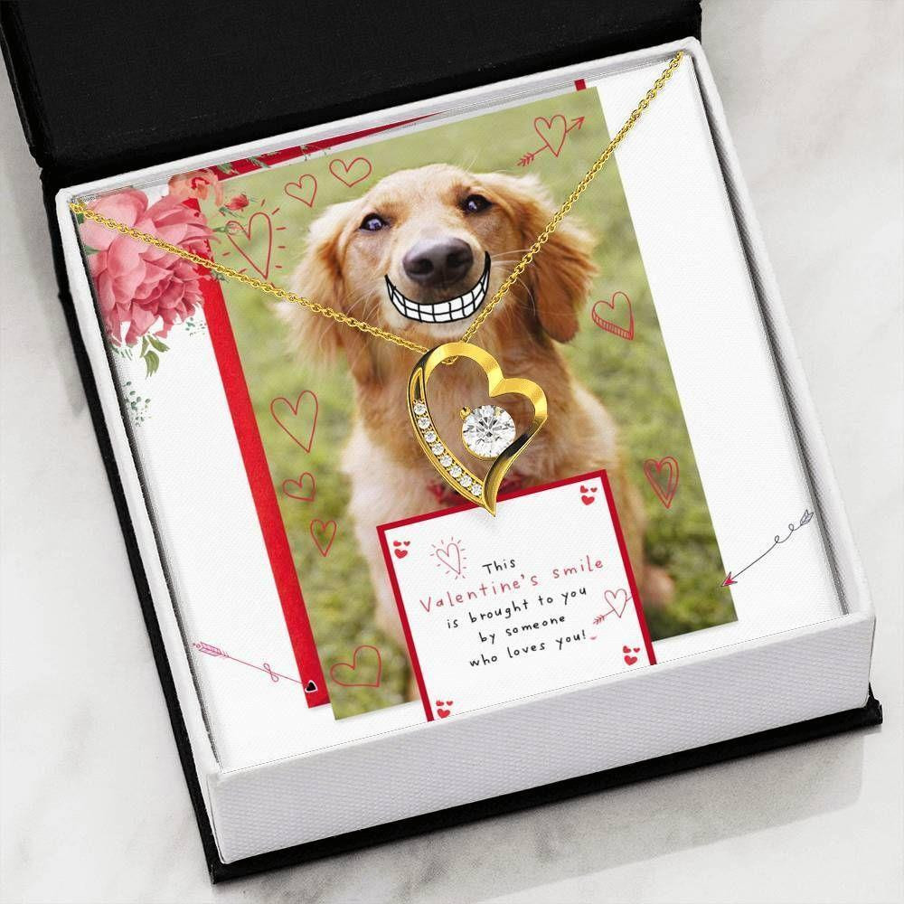 Valentine's Day Smile Is Bought To You Funny Dog Pattern Forever Love Necklace Gift For Dog Lover
