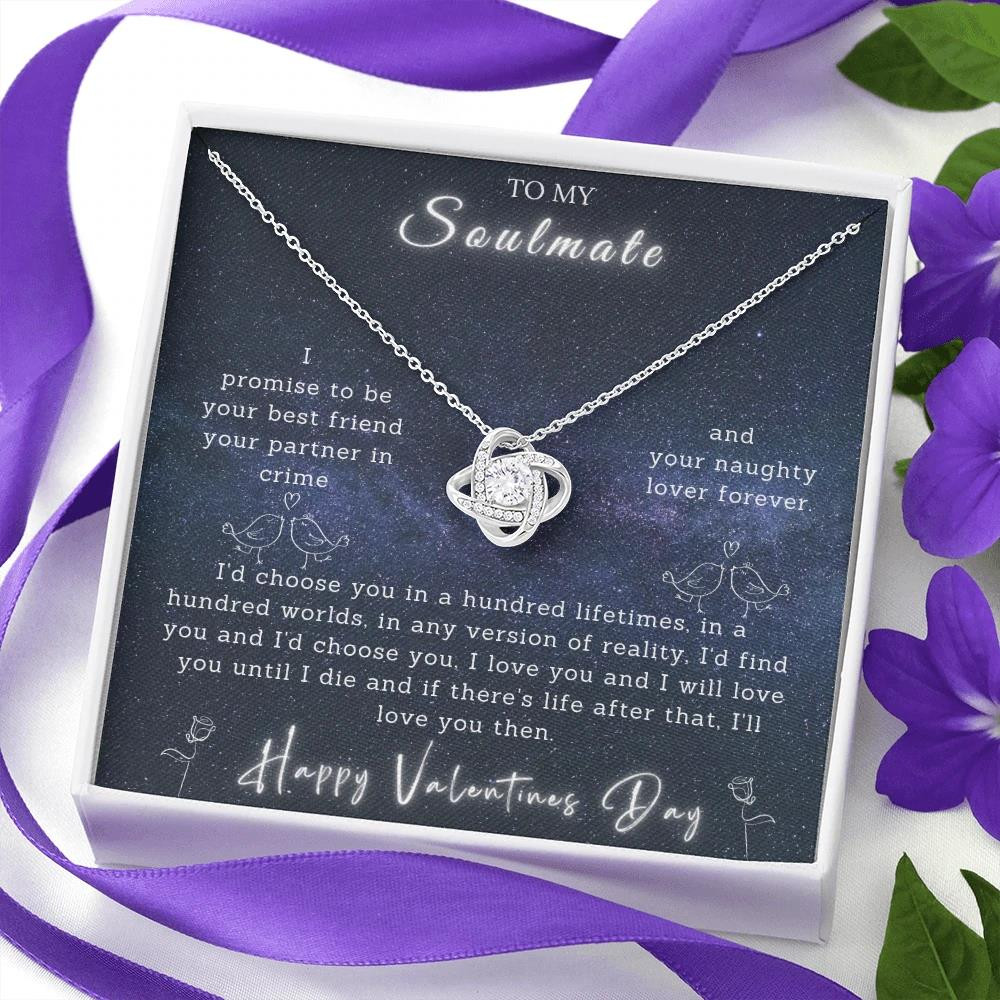 Valentine's Day Soulmate Gift For Her I Will Love You Then Love Knot Necklace