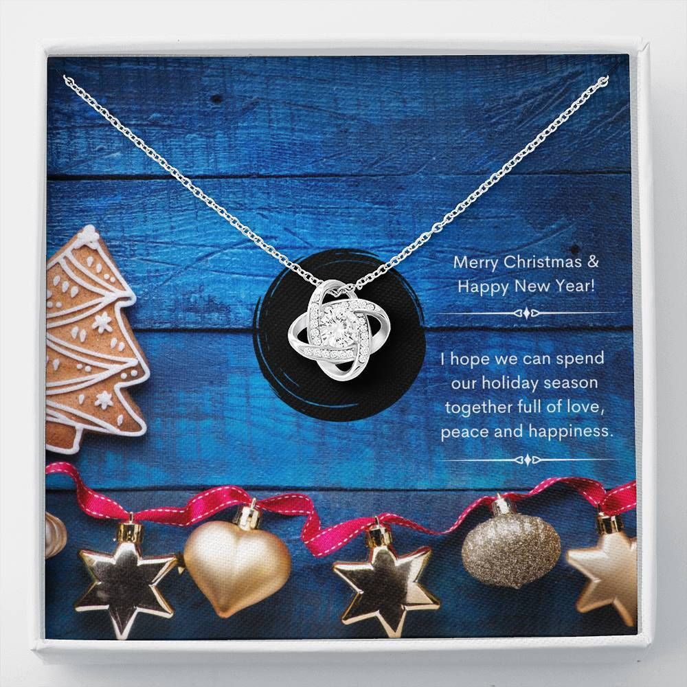 Vintage Xmas Full Of Peace Love Knot Necklace
