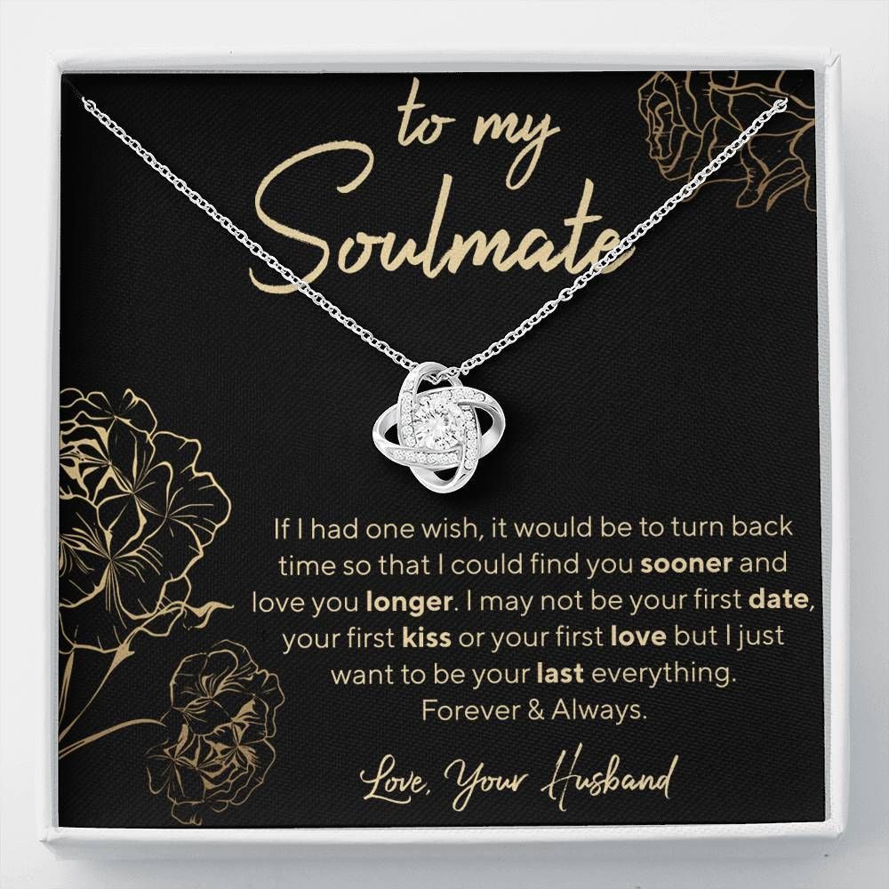 Want To Be Your Last Everything 14K White Gold Love Knot Necklace Soulmate Gift For Her