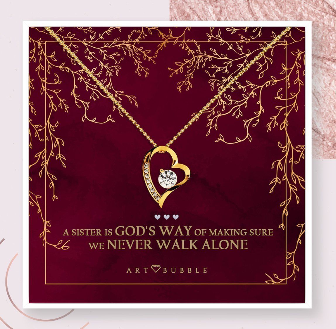 We Never Walk Alone 18k Gold Heart Necklace Gift For Sister Forever Love Necklace