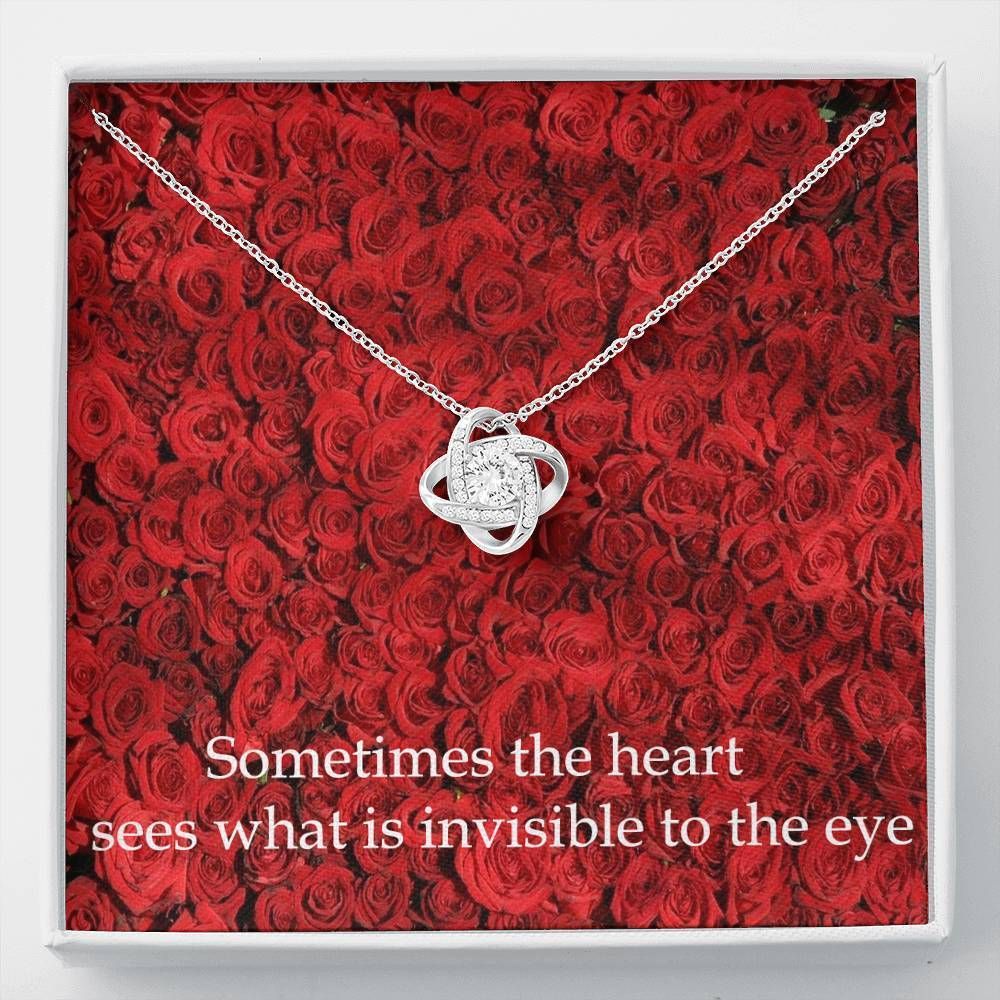 What Is Invisible To The Eye 14K White Gold Love Knot Necklace Gift For Wife