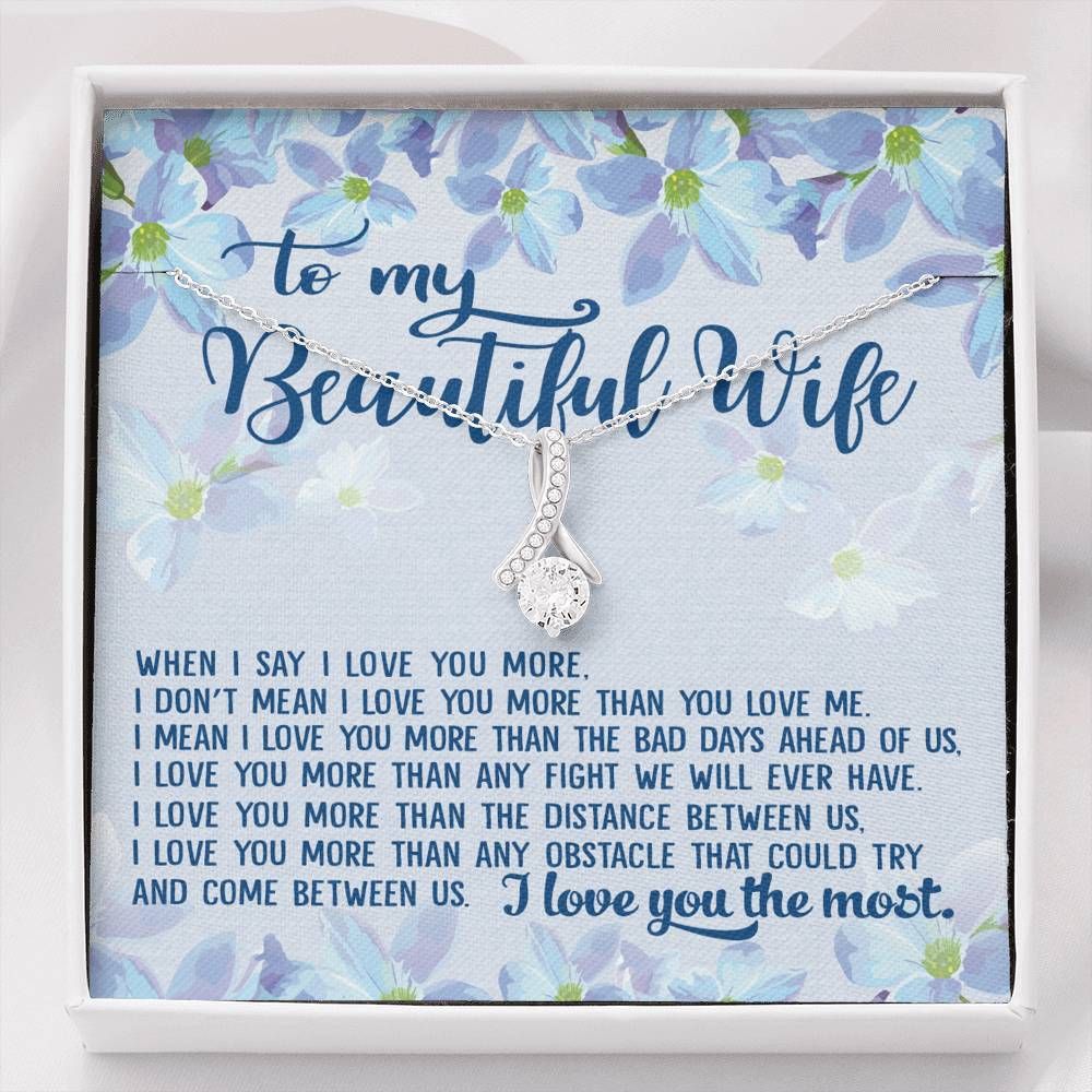 When I Say I Love You More Blue Flower Alluring Beauty Necklace Gift For Wife