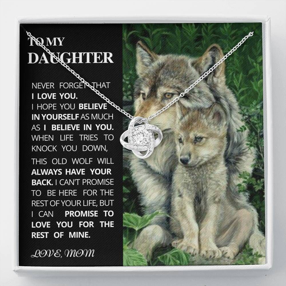 Wild Wolves Mom Gift For Daughter Love Knot Necklace Believe In Yourself