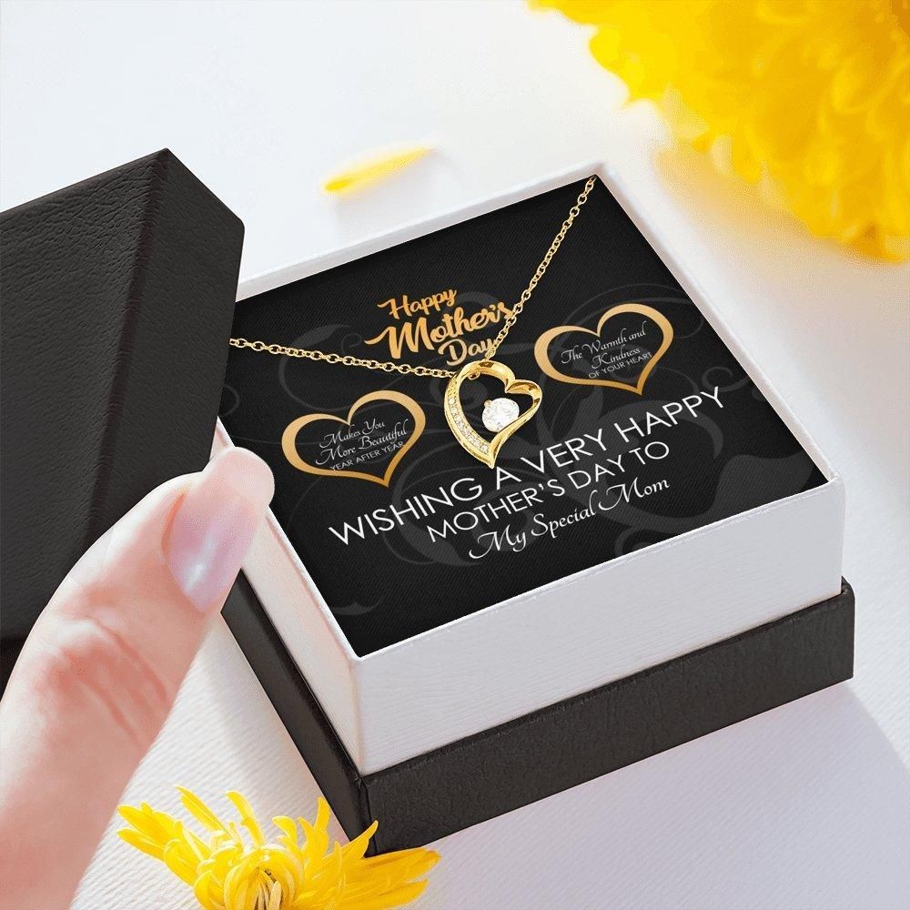 Wishing A Very Happy Mother's Day Giving Mom 18k Gold Forever Love Necklace