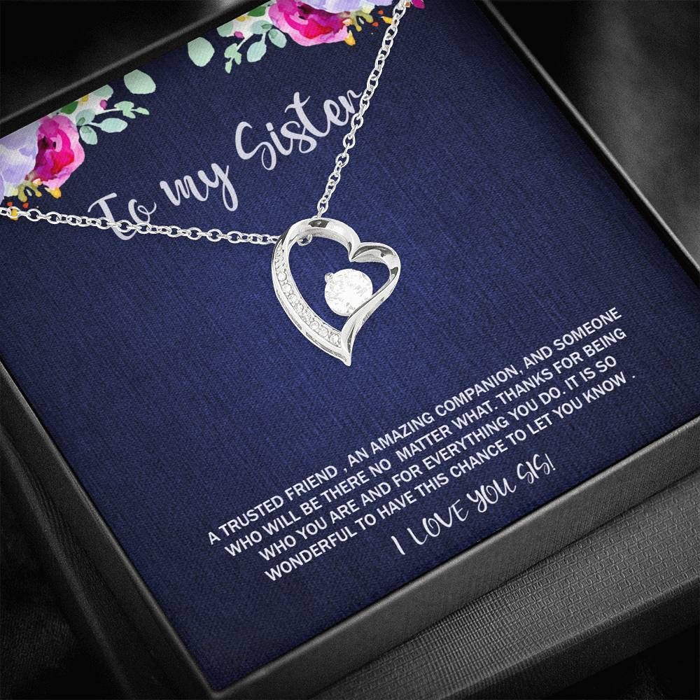 Wonderful To Have This Chance 14K White Gold Forever Love Necklace Gift For Sister