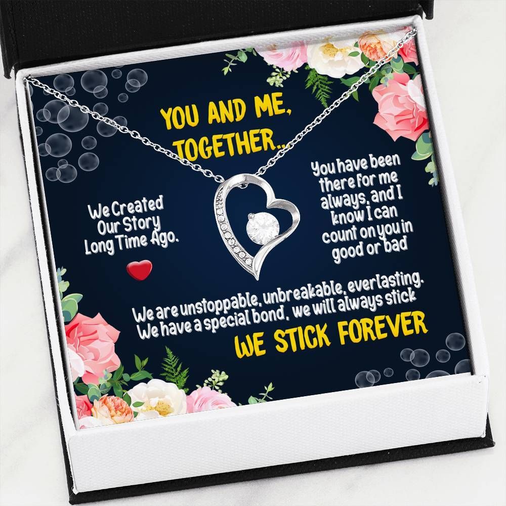 You And Me Together Silver Forever Love Necklace Husband Giving Wife