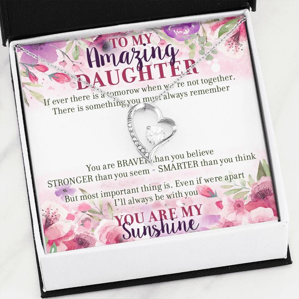 You Are Braver Than You Believe Gift For Daughter 14K White Gold Forever Love Necklace