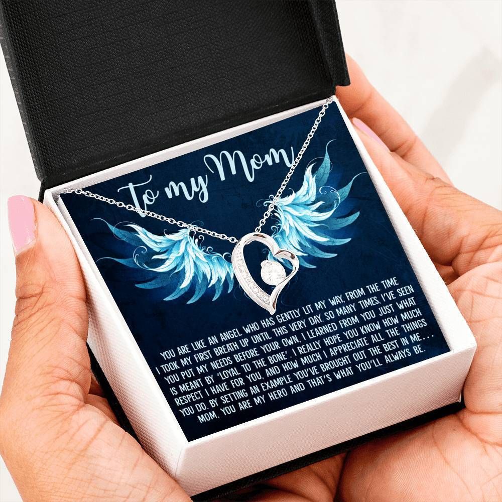 You Are Like An Angel Who Has Gently Lit My Way 14K White Gold Forever Love Necklace Gift For Mom