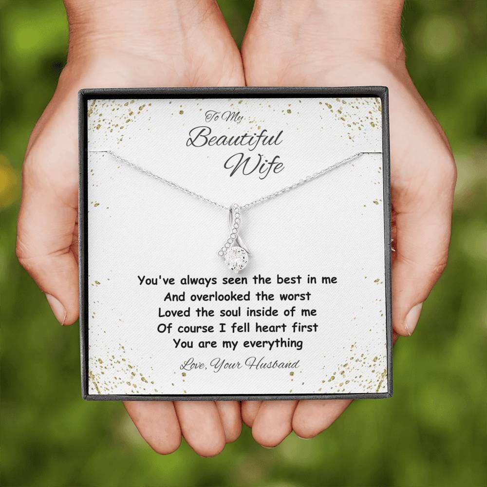 You Are My Everything 14K White Gold Alluring Beauty Necklace Gift For Wife