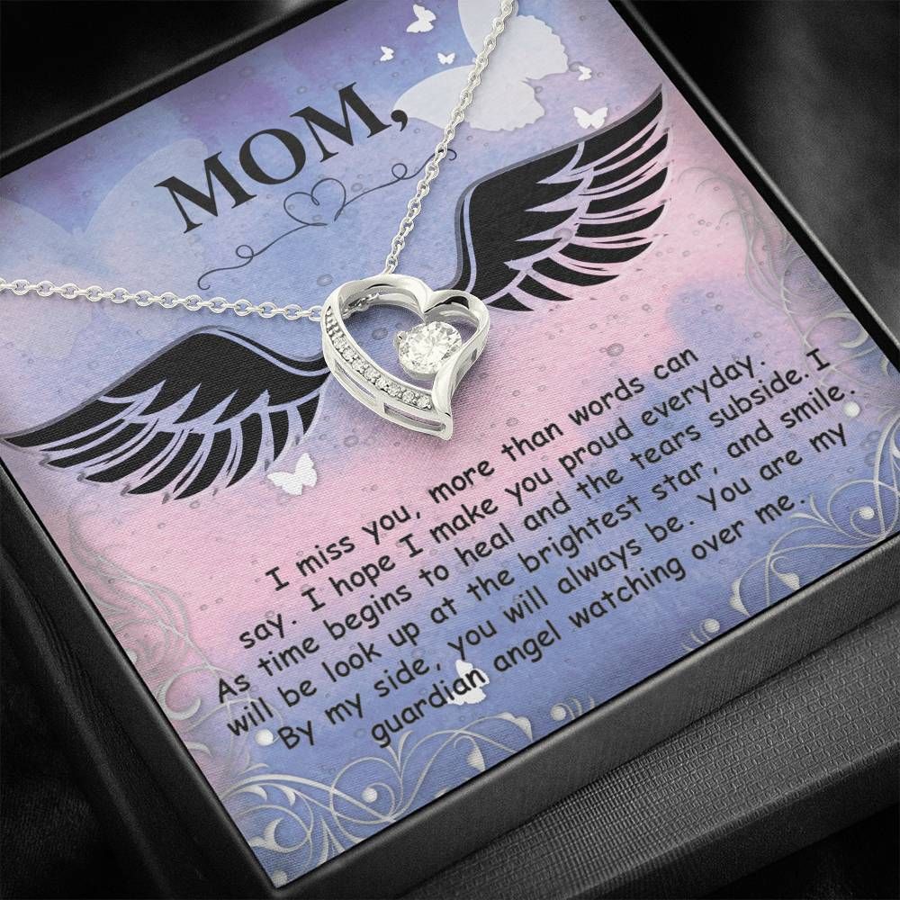 You Are My Guardian Angel Watching Over Me Gift For Angel Mom 14K White Gold Forever Love Necklace