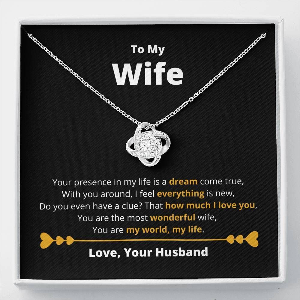 You Are My World Love Knot Necklace Giving Wife