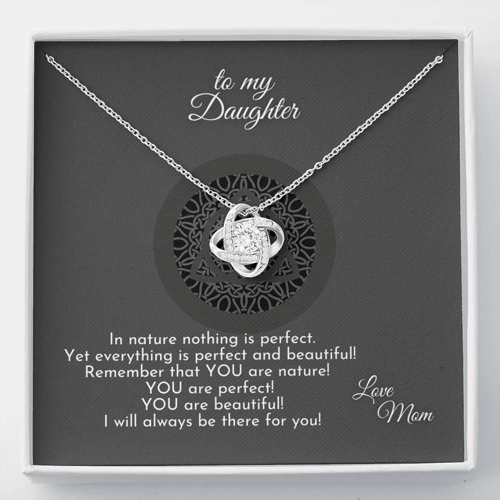 You Are Perfect Love Knot Necklace Mom Giving Daughter