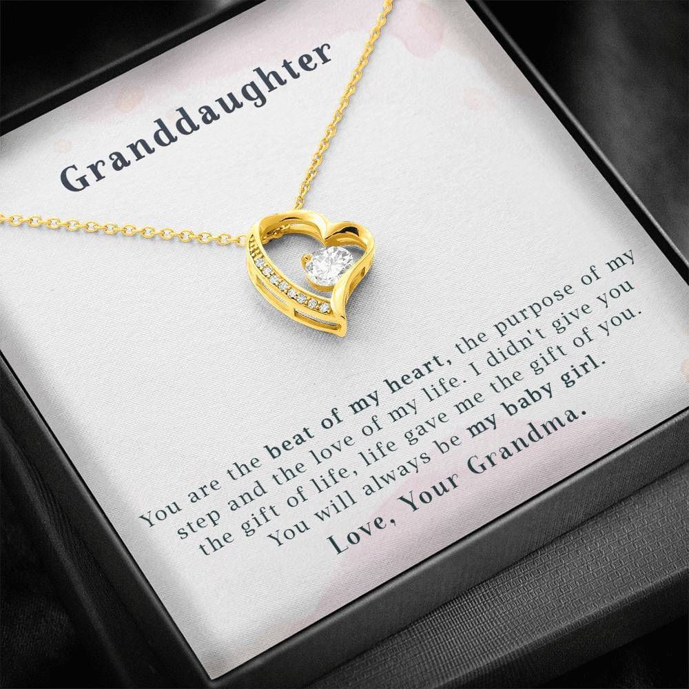 You Are The Beat Of My Heart Gift For Granddaughter 14K White Gold Forever Love Necklace