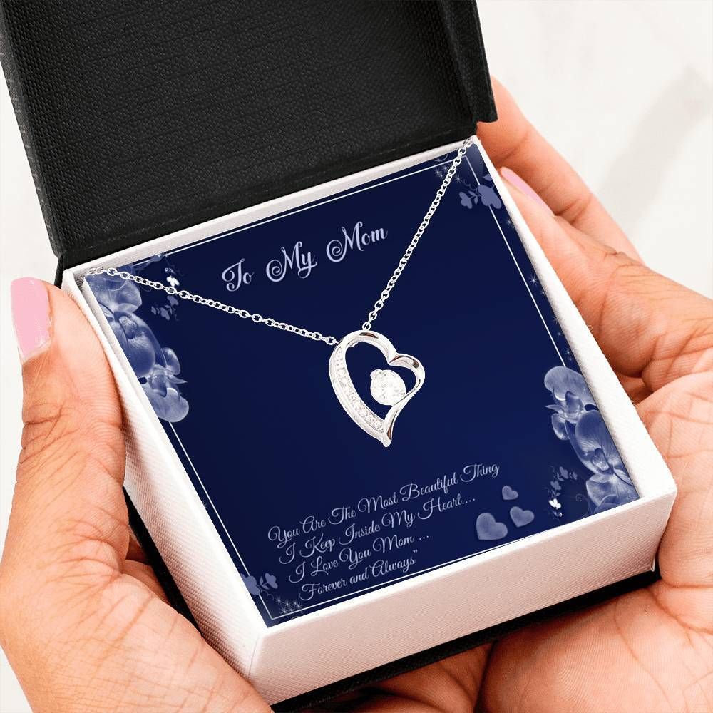 You Are The Most Beautiful Things Gift For Mom 14K White Gold Forever Love Necklace