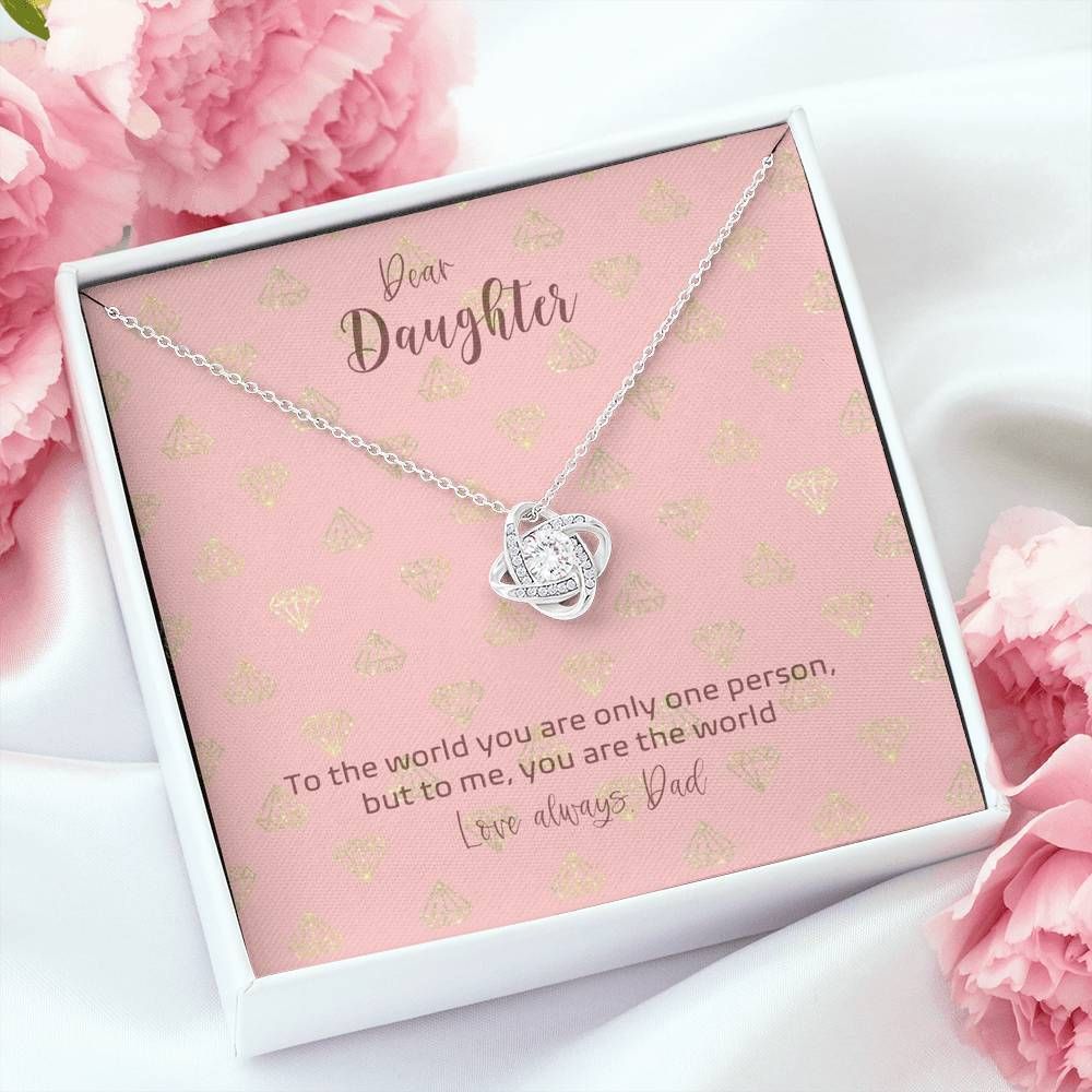 You Are The World Love Knot Necklace To Daughter