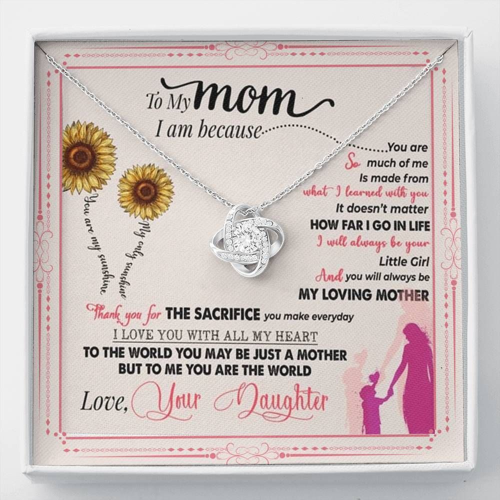 You Are The World Sunflower Love Knot Necklace Gift For Mummy