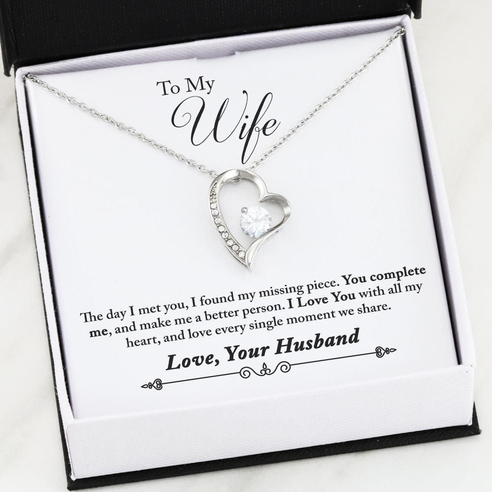 You Complete Me 14K White Gold Forever Love Necklace Gift For Wife