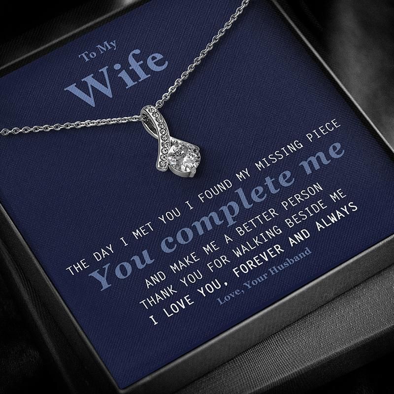 You Complete Me Husband To Wife Dark Blue Alluring Beauty Necklace