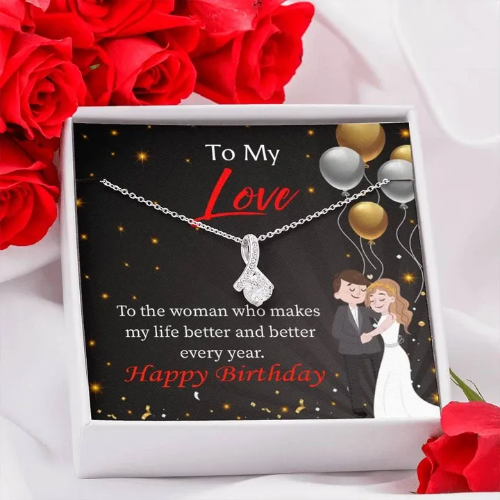 You Make Me Better Message Card Alluring Beauty Necklace Gift For Hers