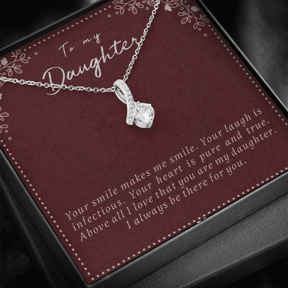Your Smile Makes Me Smile 14K White Gold Alluring Beauty Necklace Gift For Daughter