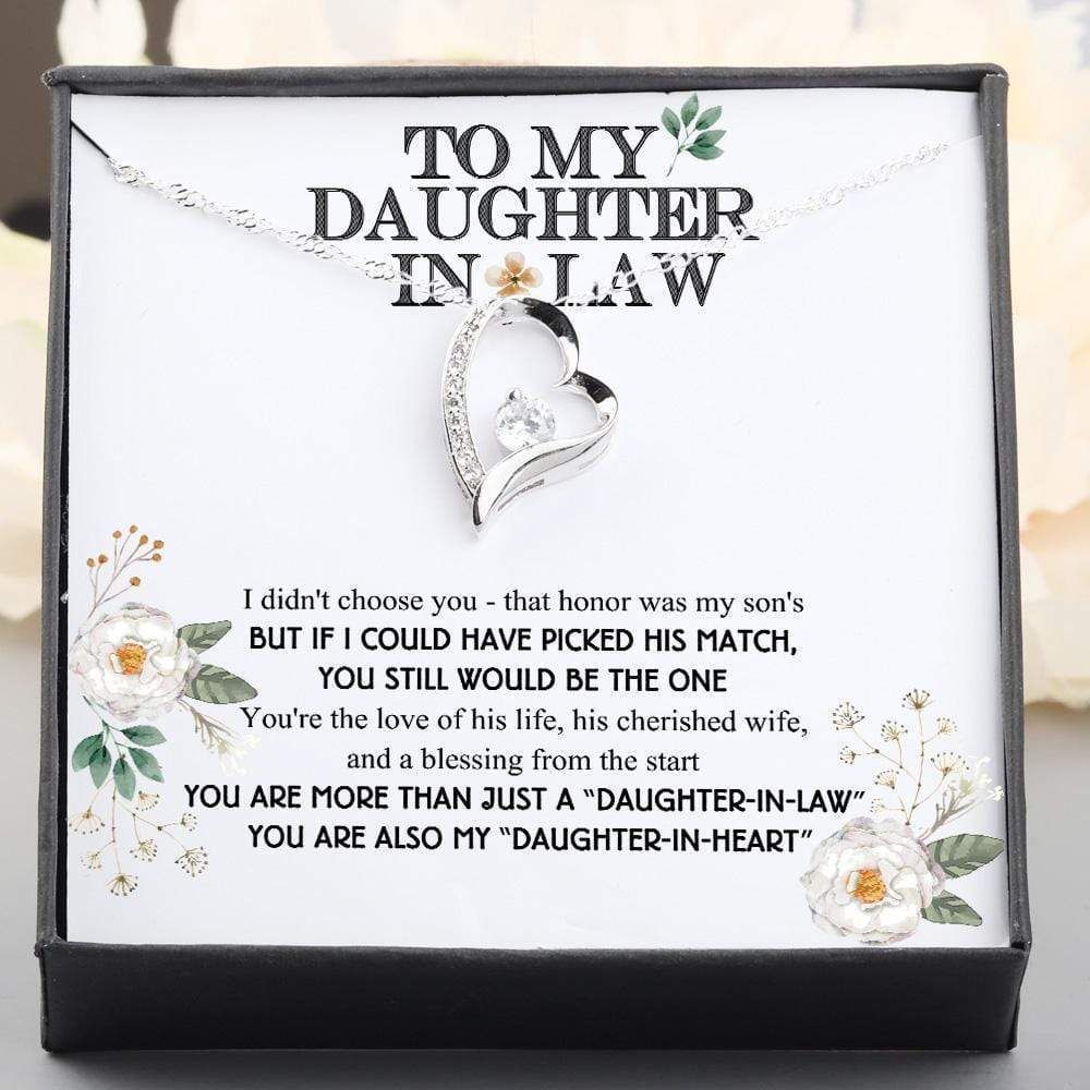 You're Also My Daughter-In-Heart Giving Daughter-In-Law Silver Forever Love Necklace