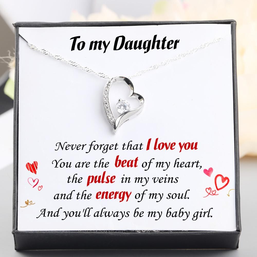 You're The Beat Of My Heart Giving Daughter Silver Forever Love Necklace