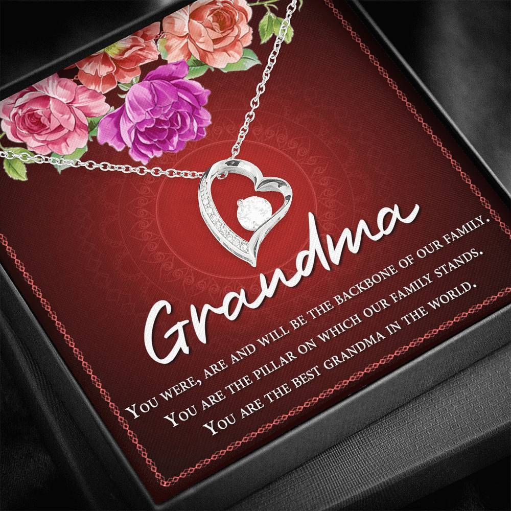 You're The Best Grandma In The World Silver Forever Love Necklace Giving Grandma