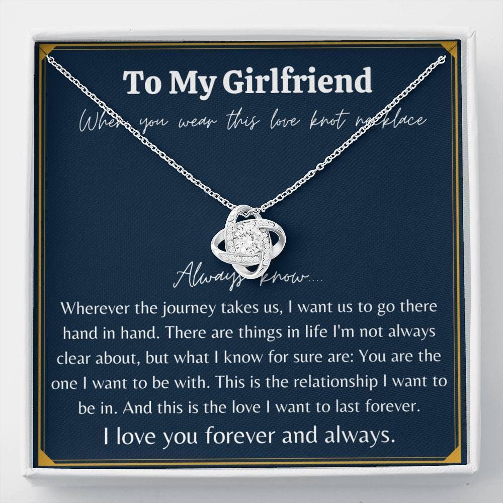 You're The One I Want Silver Love Knot Necklace Giving Girlfriend